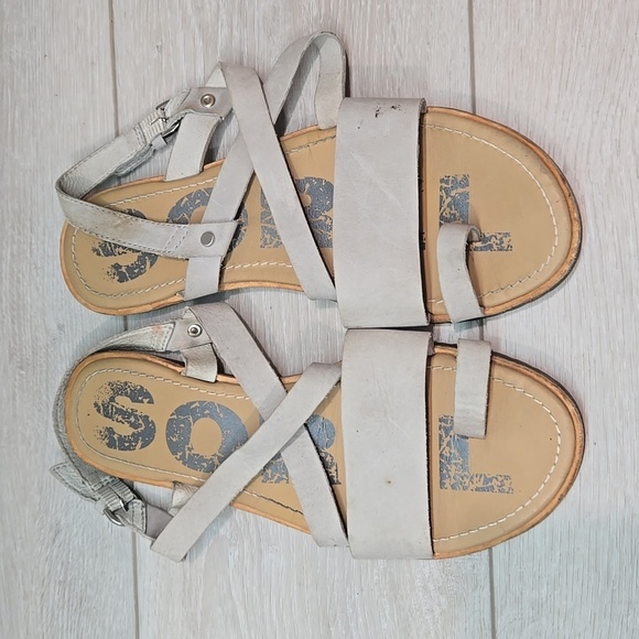 Sorel Women Ankle Leather Sandals Flats flip flop shoes sz 7 - Picture 3 of 14